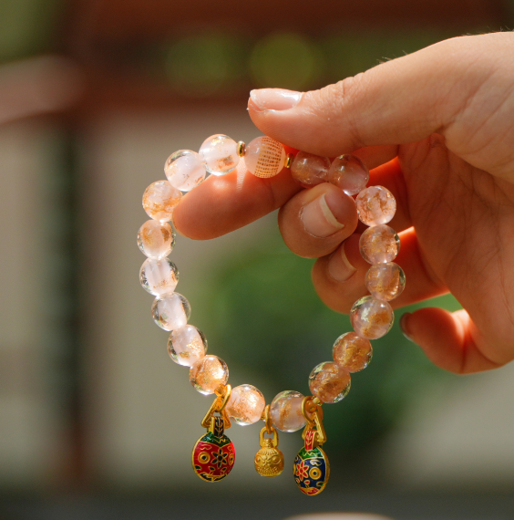 Sakura Pink Gold-Foil Liuli Bracelet