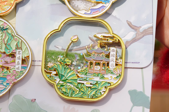 Hangzhou West Lake Scenery Quicksand Chinese Style Refrigerator Magnet