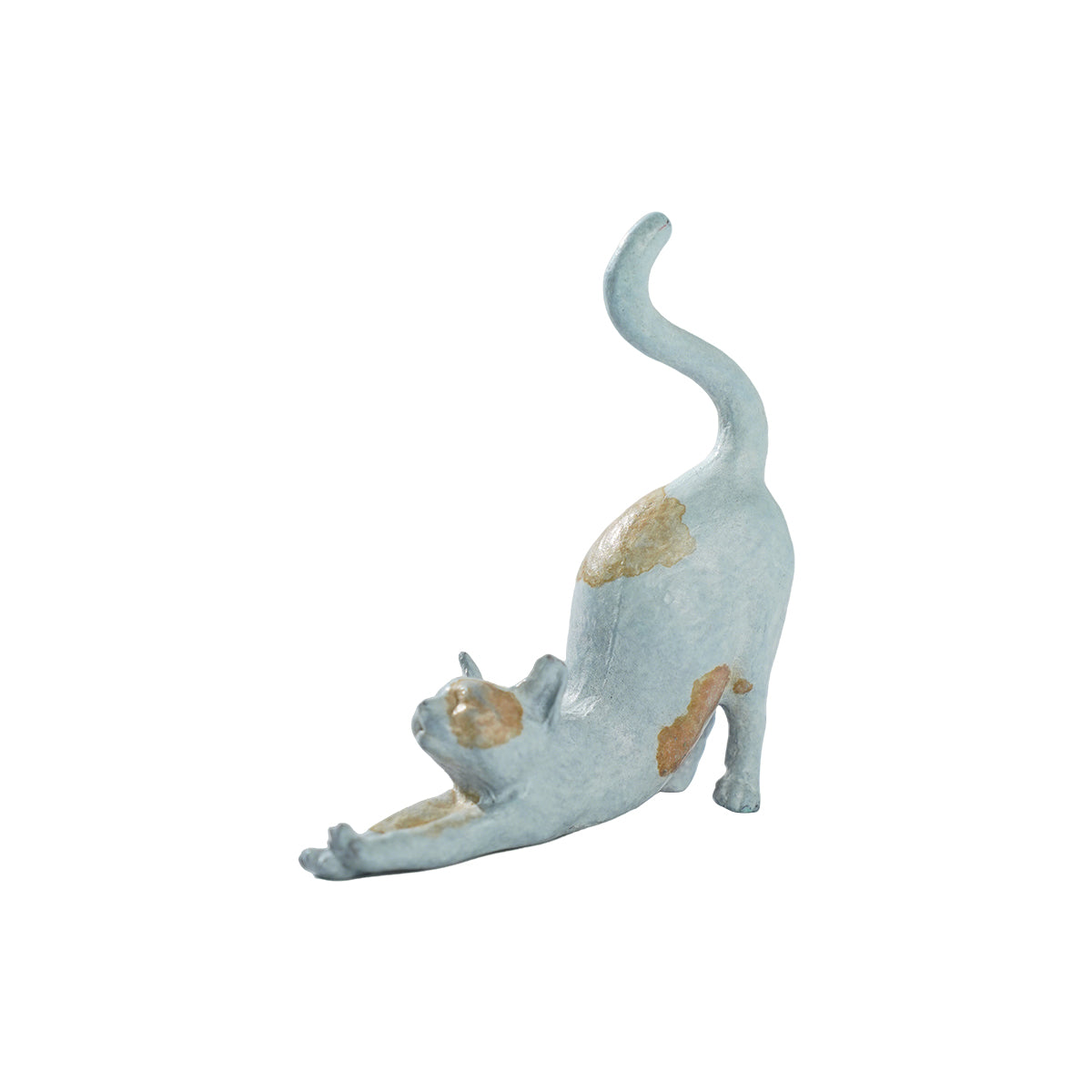 Stretching Cat Copper Sculpture