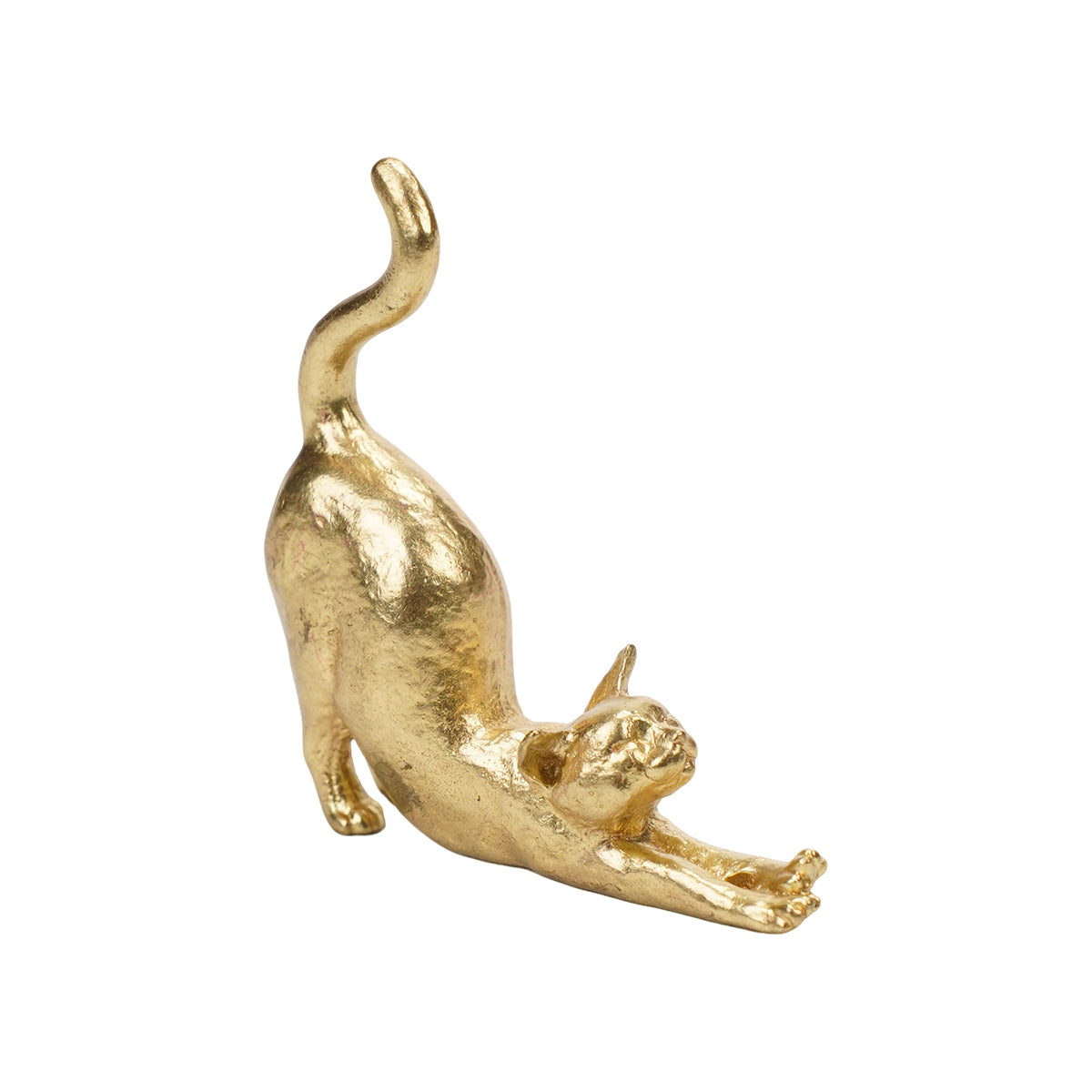Stretching Cat Copper Sculpture